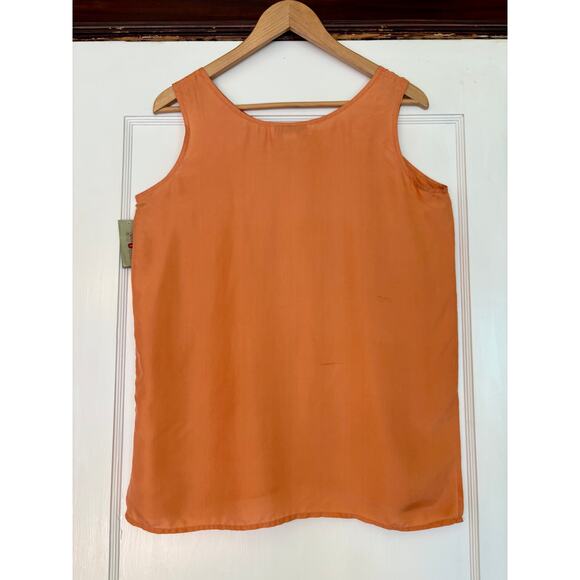 Deadstock Vintage Orange Silk Sleeveless Tank Top Size Medium - Picture 4 of 4